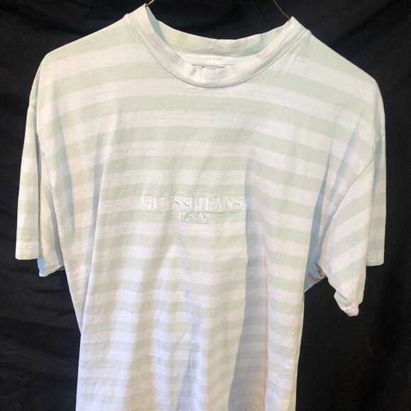 GUESS Originals Embroidered Stripe Tee T-SHIRT MENS WHITE LARGE - Picture 1 of 5